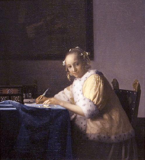 Johannes Vermeer A lady writing.